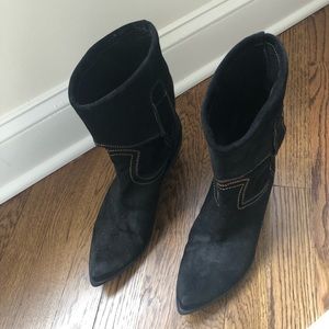 Nana Black Suede Cowboy Boots